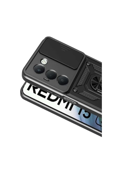 Xiaomi Redmi 15 4g İçin Uyumlu Sürgülü Korumalı Yüzüklü Standlı Magnetic Tpu Tank Kapak