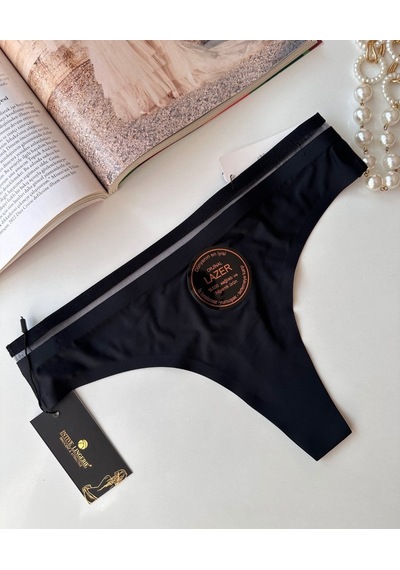 Orijinal Lazer Kesim Spandex Invisible Dikişsiz Transparan Detayl Siyah