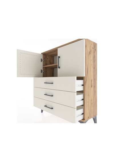 Arges Şifonyer 2 Raflı 3 Çekmeceli 2 Kapaklı 88x30x106 Çam-ay... Çam