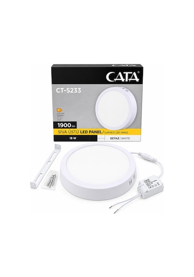 Cata Ct-5233 18w Led Panel 6400k Beyaz Işık 1900 Lm Sıva Üstü Yuvarlak Tavan Lambası