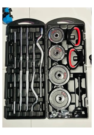 Hepitop Çantalı Döküm Demir Plaka Dambıl Seti 55 Kg Siyah Dumbbell Set Z