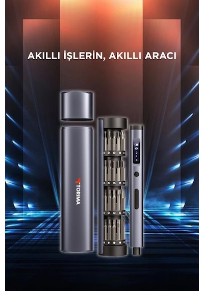 Torima Tts-03 60 Parça Şarjlı Hassas Tornavida Seti Led Işıklı, Mıknatıslı Alüminyum Kasa, Type-c