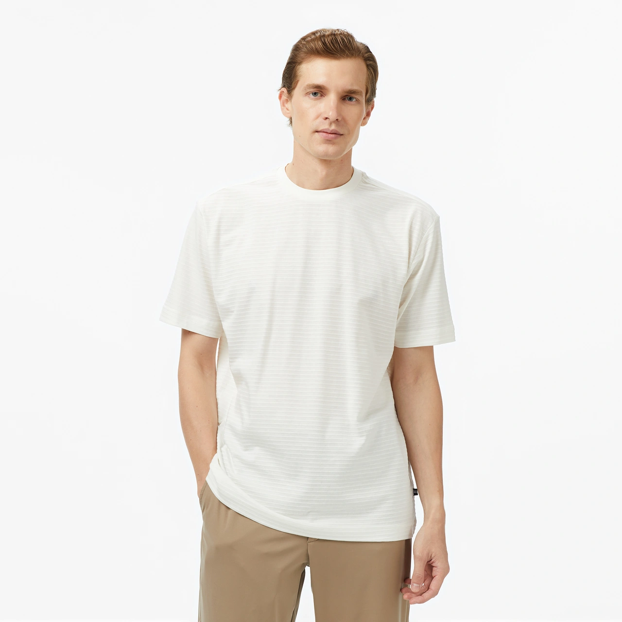 Nautica Erkek Krem Regular Fit Çizgili T-shirt Çizgili V55326t Krem