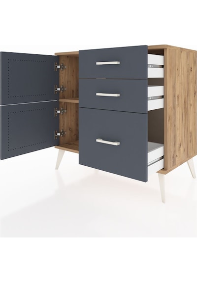 Hyperion Şifonyer Tek Raflı 3 Çekmeceli 2 Kapaklı 88x44x80 Çam-antrasit Antrasit Hyperion Şifonyer Tek Raflı 3 Çekmeceli 2 Kapaklı 88x44x80 Çam-antrasit Antrasit