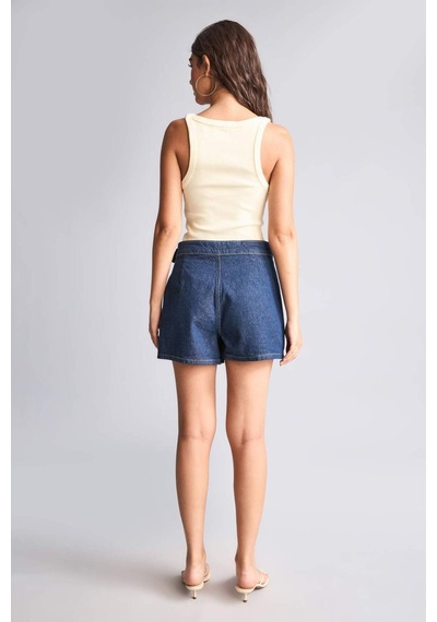 Defacto %100 Pamuk Asimetrik Kesim Mini Jean Şort I3185ax26hsnm82 Mavi-nm82
