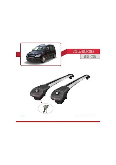 Skoda Roomster 2007-2015 Arası İle Uyumlu Ace-1 Ara Atkı Tavan Barı Gri