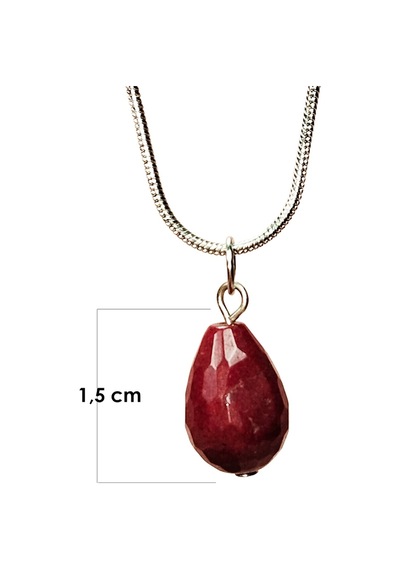 Yakut Doğal Taşı Zincirli El Yapımı Kolye Uç: 1,5 Cm Zincir: 20 Cm Kutulu Diğer