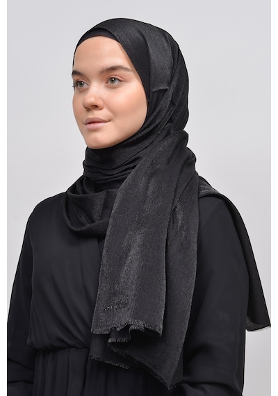 Altobeh Kadın Düz Renk Pırıltı Simli Tesettür Shawl Parlak Abiye Şal - Siyah