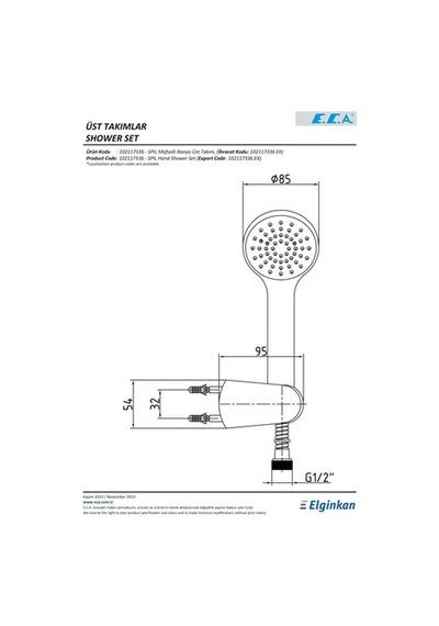 Eca Spil Mafsallı Banyo Üst Takım 102117336 5 Yıl Krom