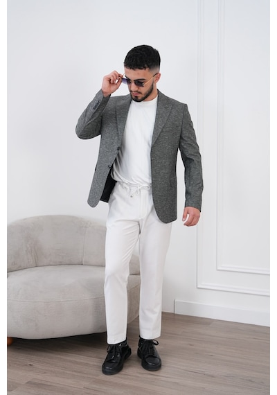 Dupont Classics Dupont Keten Slim Fit 6 Drop Sivri Yaka Çift Yırtmaçlı Erkek Blazer Ceket Antrasit - Gri Dupont Classics Dupont Keten Slim Fit 6 Drop Sivri Yaka Çift Yırtmaçlı Erkek Blazer Ceket Antrasit - Gri