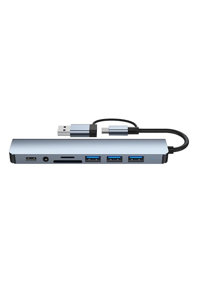 8 İn 1 Usb Type-c Çok Portlu Hub Usb 3.0 2.0 3.5 Mm Ses Tf Sd Kart Çevirici Adaptör