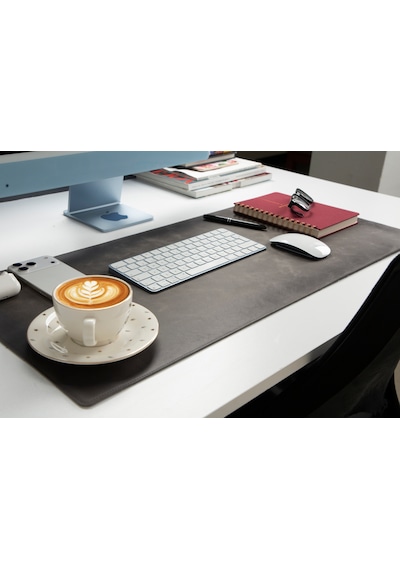 Atelier 91 Ash Gray Leather Desk Mat - Medium M