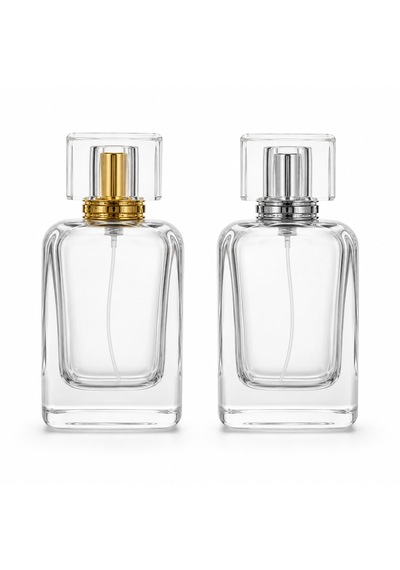 20 Adet Boş Cam Parfüm Şişe, 100 Ml, Klass Kare Model, Şeffaf, Geçmeli