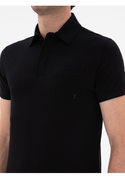 Siyah Slim Fit Polo Yaka Cepli T-shirt