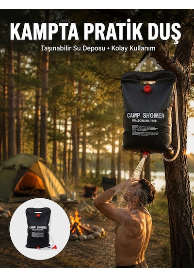 Taşınabilir Kamp Duşu Solar Isıtmalı 20 Litre Su Kapasiteli Hijyen Çözümü Yeni Nesil Çok Renkli