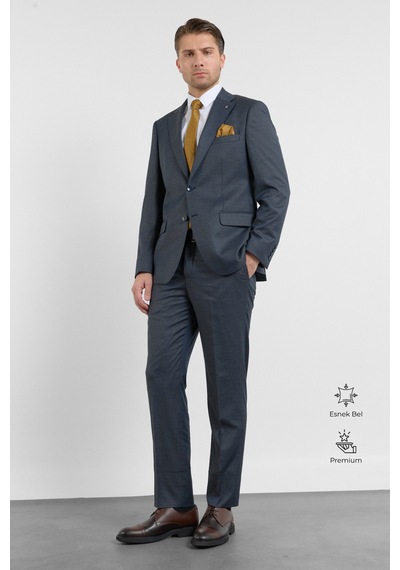 İmza Lacivert Mono Yaka Esnek Bel 6 Drop Comfort Fit Tam Astar Esnek Takım Elbise 1001260152 Açık Lacivert