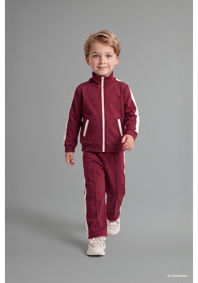 Defacto Erkek Bebek 2li Takım Fermuarlı Sweatshirt Eşofman Altı G4348a525wnbr285 Bordo-br285
