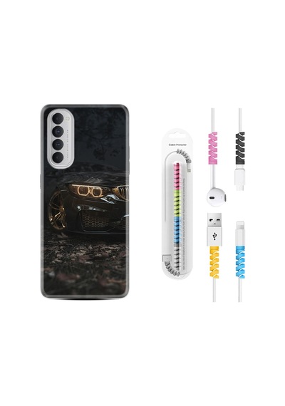 Oppo Reno 4 Pro Kılıf Kablo Koruyuculu Black Car 1768