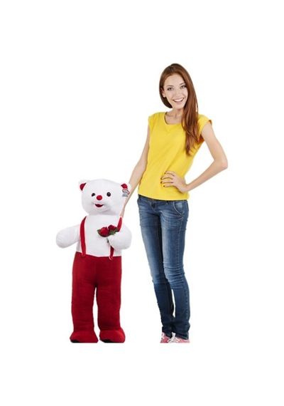 80 Cm Çiçekli Tulumlu Ayıcık Kırmızı Kırmızı 80 Cm Çiçekli Tulumlu Ayıcık Kırmızı Kırmızı