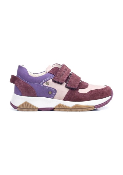 Rakerplus Hakiki Deri Bordo Pembe Metal Detaylı Kız Çocuk Sneakers Ayakkabı Bordo