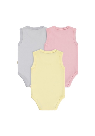 Civil Baby 3'lü Karışık Renk 3-36 Ay Çıtçıtlı Badi - Pembe