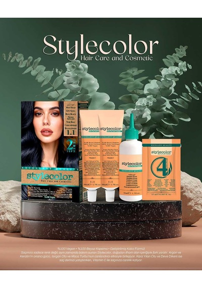 Stylecolor Bitkisel İçerikli Vegan Krem Saç Boyası 1.1 - Mavi Siyah