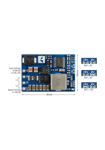 MATEK BEC12S-PRO, 9-55V to 5/8/12V-5A