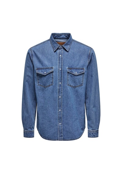 Only & Sons Erkek Göğüs Cepli Denim Gömlek - 22023247 001