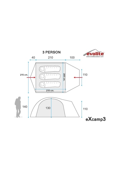 Evolite Excamp 3 Pro Çadır - 4 Mevsim Gri