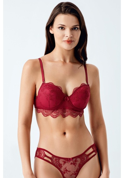 Luw 6119 Bordo Dolgusuz Sütyen Külot 2Li Takımı Bordo