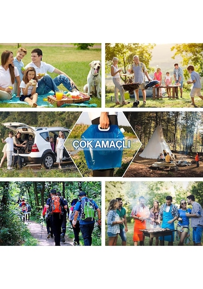 Katlanabilir Outdoor Kamp Piknik Su Bidonu 10 Litre Şeffaf Beyaz