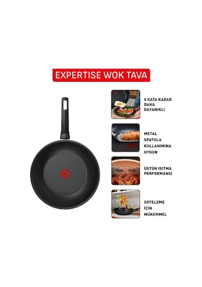 Tefal Tefal Expertise 5x Wok Tava - 28 Cm 2100137552 Siyah