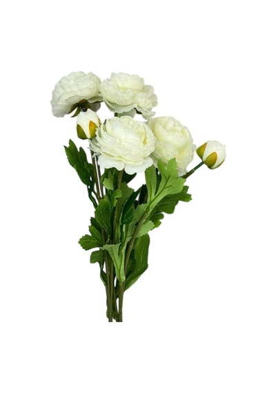 Yapay Çiçek Şakayık Çiçeği Beyaz Renk 2 Çiçek 1 Tomurcuk 50cm Beyaz