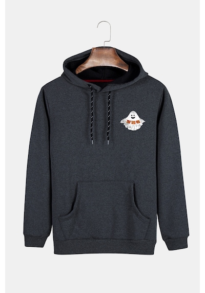 Unisex Füme Kapüşonlu Cadılar Bayramı Minimal Baskılı Slim Fit Kanguru Cepli Sweatshirt Füme Unisex Füme Kapüşonlu Cadılar Bayramı Minimal Baskılı Slim Fit Kanguru Cepli Sweatshirt Füme