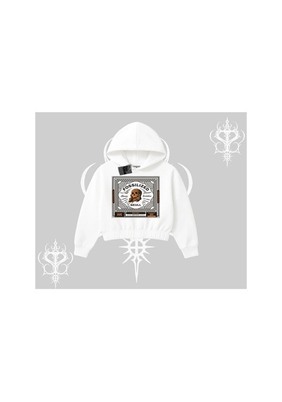 Tarzsokak Kapşonlu Crop Sweatshirt Fossilized Skull Underground Archive Beyaz