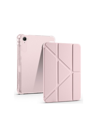Redmi K Pad 2025 25079rpdcg Uyumlu Kalem Bölmeli Dönebilen Üçgen Standlı Tri Folding Tablet Kılıfı - Rose Gold - T38794