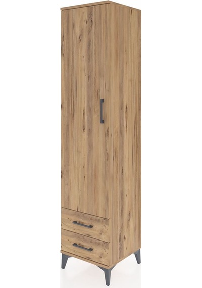 Hyperion Dolap 3 Raflı 2 Çekmeceli Tek Askılı 44x44x195 Çam-çam Çam