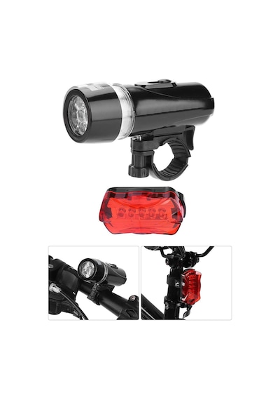 Ön-arka Set Bisiklet Feneri Pilli 500 Lümen 3 Mod Flaşörlü Bisiklet Farı Led Işık Siyah 4414 Siyah