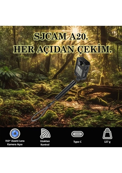 SJCAM A20 Vücut Kamerası Güvenlik Polis Ekipmanı IP65 4K Video 2.33” Dokunmatik Ekran 16MP Siyah