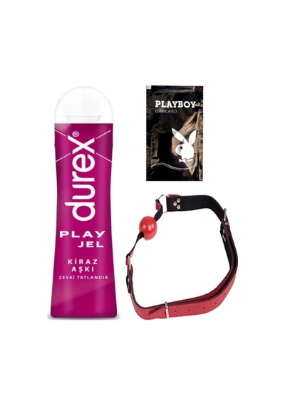 Durex Kiraz Aşkı 50 Ml Jel + Kırmızı Deri Ağız Topu + Hediye