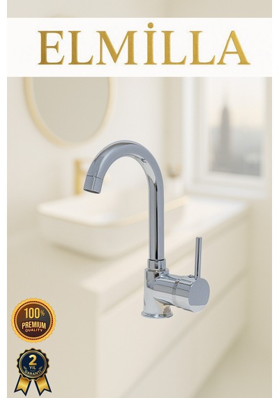 Krom Armut Baston Borulu Banyo Lavabo Bataryası Çeşmesi Musluğu Çift Su Girişli