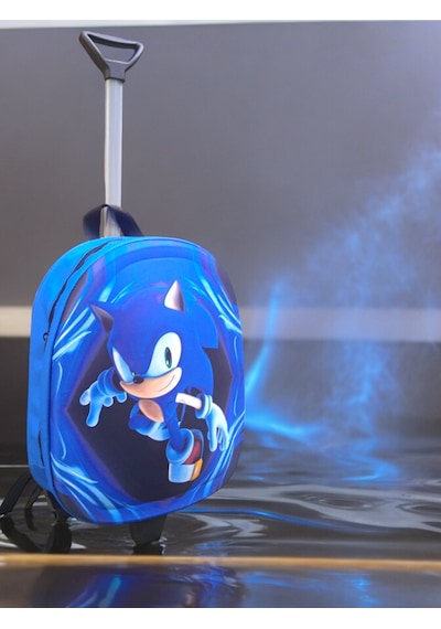 Sonic Anaokulu Kreş Çocuk Valiz Sırt Çantası Çekçekli Sonic Teker