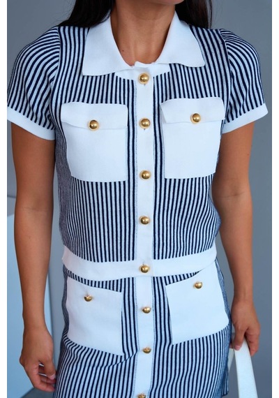 Moderie Butik Cepli Etek Takım - Kemik-lacivert Lacivert