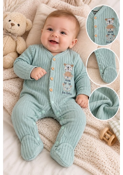 Iq Baby Animals Jakarlı Erkek Tulum 3-9 Aylık -ba1165193 - Su Yeşili