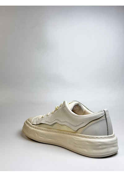 Daytex 2474 Togga - Hakiki Deri Detaylı Keten Fileli Ortopedik İthal Kalın Eva Taban Hafif Erkek Spor Sneaker Ayakkabı Beyaz