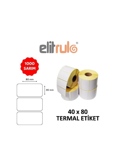 Elitrulo Barkod Etiketi 40x80 Termal - 1000 Adet