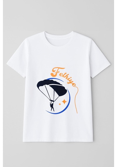 Markapia Woman Kadın Bisiklet Yaka %100 Pamuk Fethiye Baskılı Kısa Kollu T-shirt Beyaz L