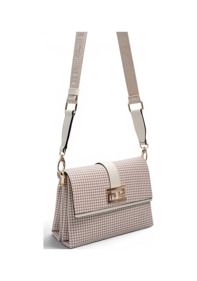 Silver & Polo Silver Polo Bordo - Kemik Kaz Ayağı Ekose Kadın Çapraz Çanta Sp1009
