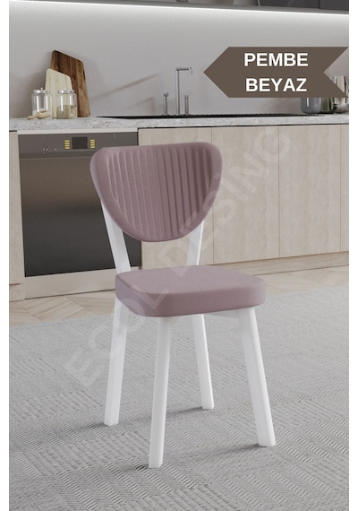 Faymend 1 Adet Elma Model Mutfak Sandalyesi Salon Sandalyesi Yemek Sandalyesi Cafe Restaurant Sandalyesi Pembe