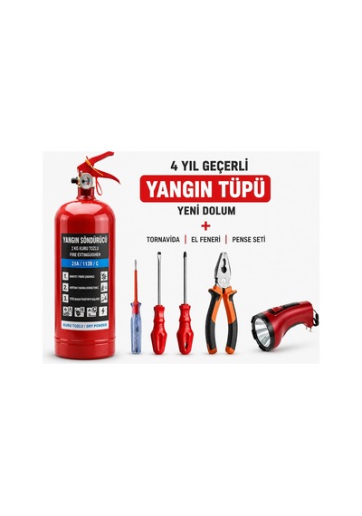 Trafik Seti Yönetmeliğe Tuvtürke Uygun Her Araca Zorunlu Set Pense Tornavida Yangın Tüpü 1kg Kontrol Kalemi